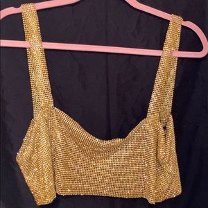 Open back gold crop top